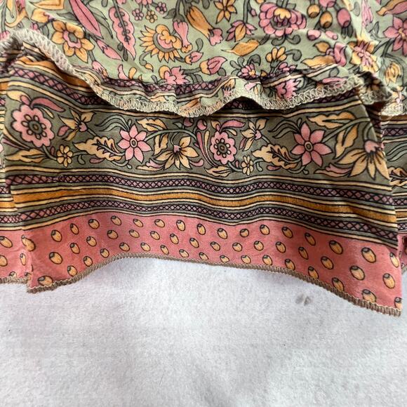 Zury Boho Floral Maxi Skirt Silk Blend Smocked Waist Free Size S Tiered Flowy - Picture 6 of 10